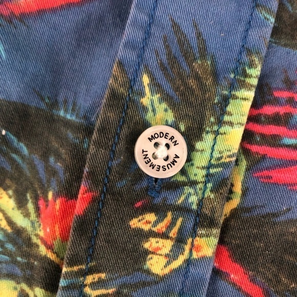 Modern Amusement Retro Colors Button Down Shirt Mens Size Large - Picture 3 of 6